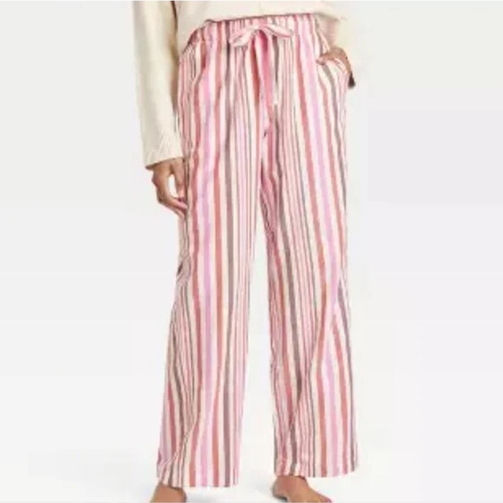 Auden NWT Women's Pink Striped Flannel Sleep Pants Size S